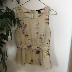 Forever 21 floral babydoll style semi sheer tank top Woman’s Medium